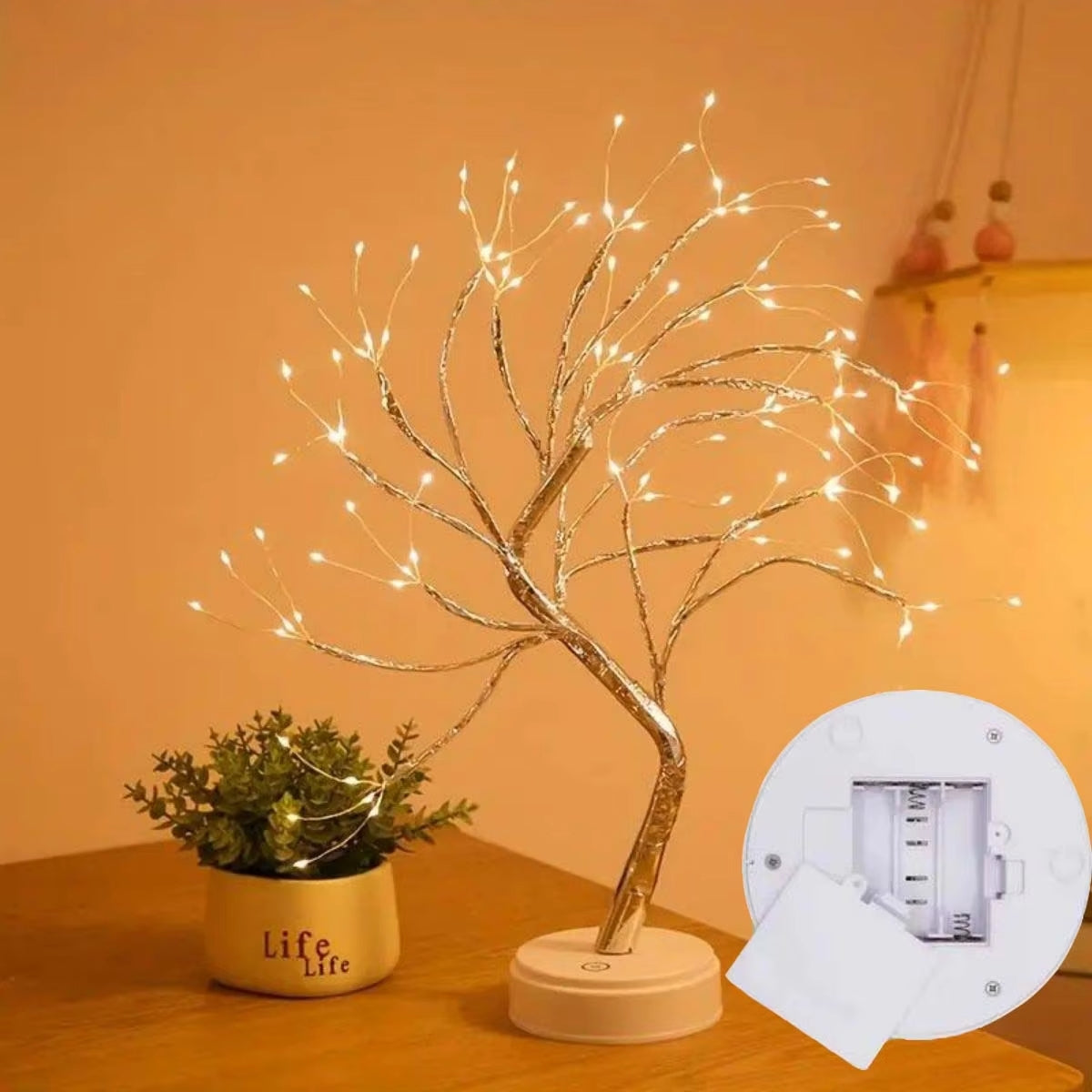 Mini Christmas Tree LED Night Light – Copper Wire Fairy Lights for Kids