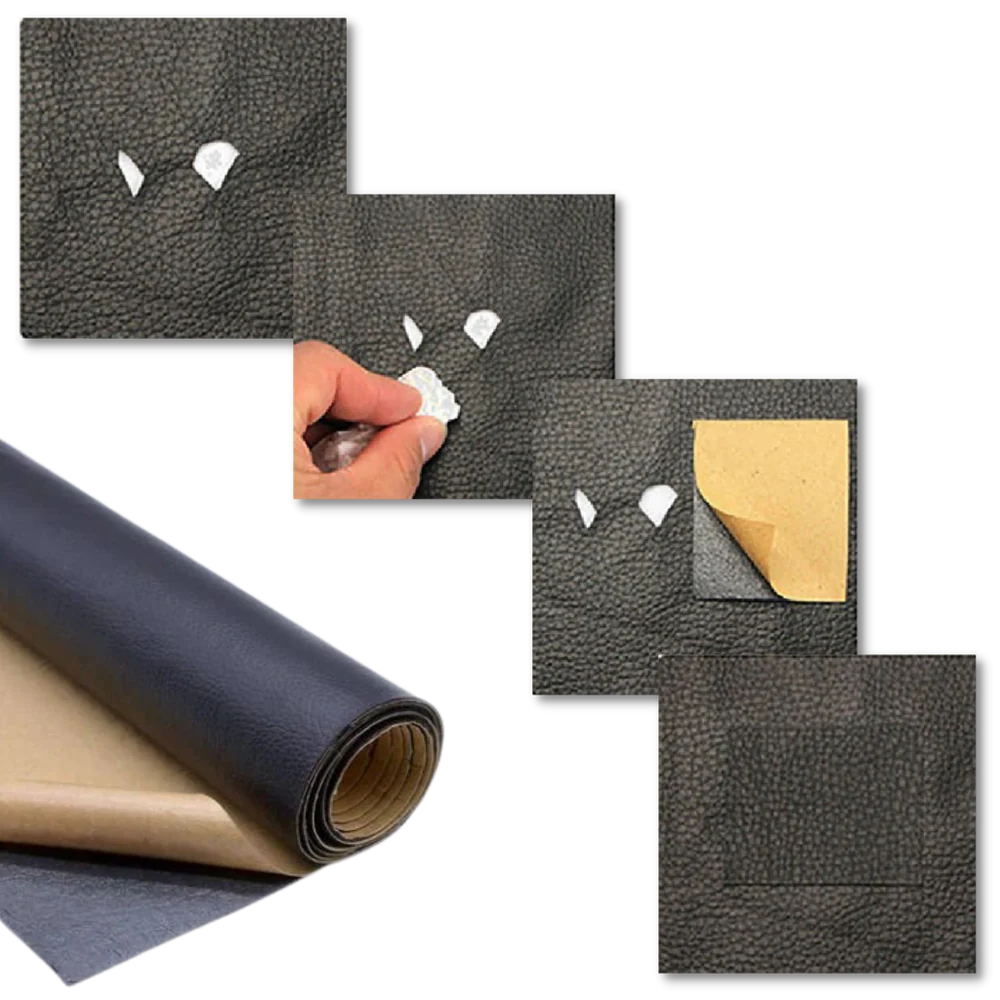 Self-adhesive leather repair patch