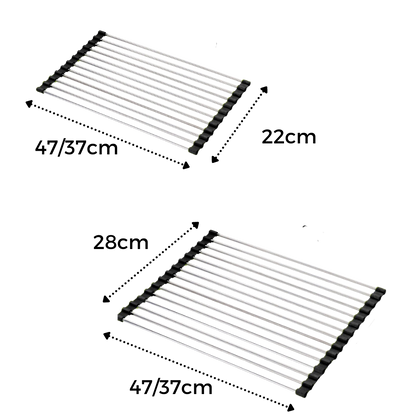 Roll-up stainless steel drainer for dishes and food