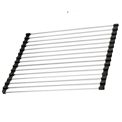 Roll-up stainless steel drainer for dishes and food